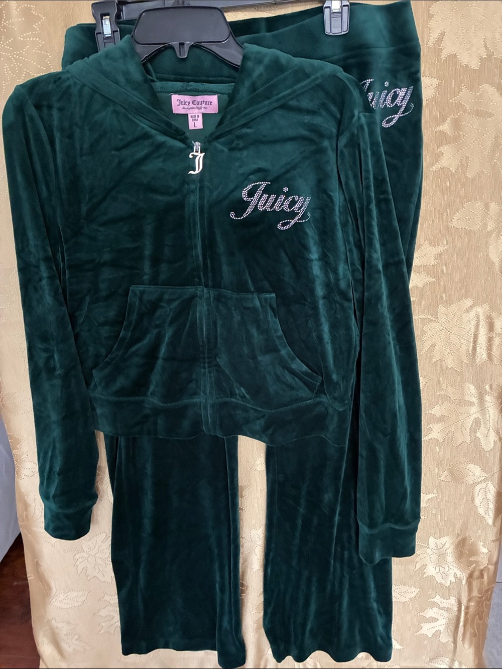 Juicy Couture Emerald Green Velour Hooded jacket with joggers